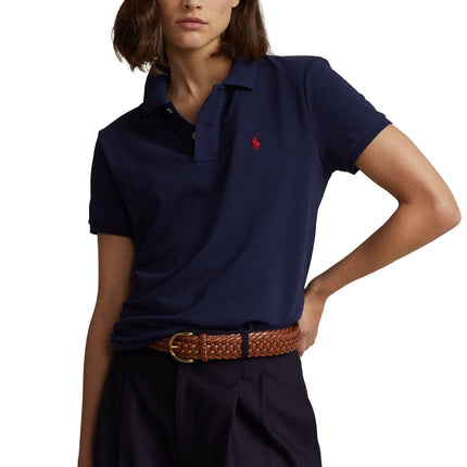 Polo Ralph Lauren Women's Classic Fit Mesh Polo Shirt Newport Navy Red