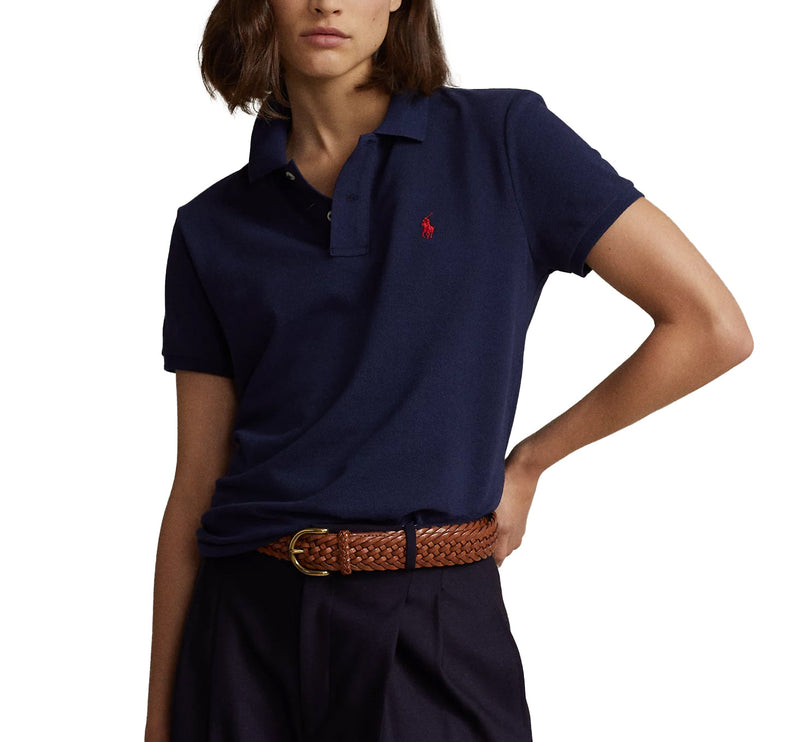 Polo Ralph Lauren Women's Classic Fit Mesh Polo Shirt Newport Navy Red