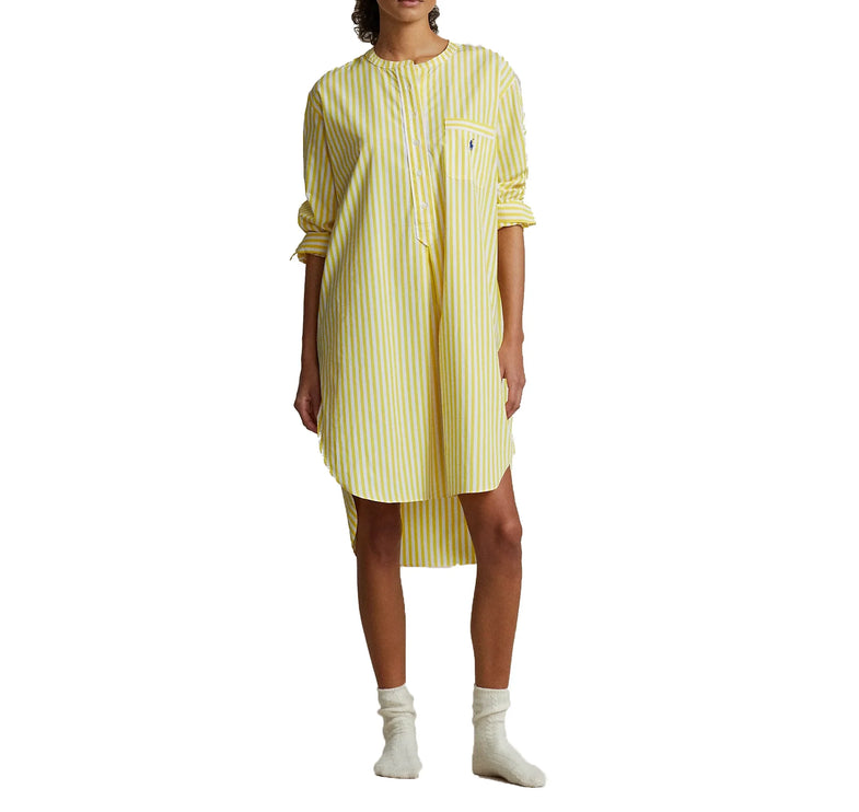 Polo Ralph Lauren Women's Striped Poplin Sleep Shirt Lemon Zest